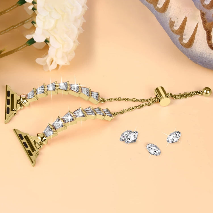 Full Diamond Crown Metal Watch Band For Apple Watch Series 8&7 41mm / SE 2&6&SE&5&4 40mm / 3&2&1 38mm(Gold) by bashfashion