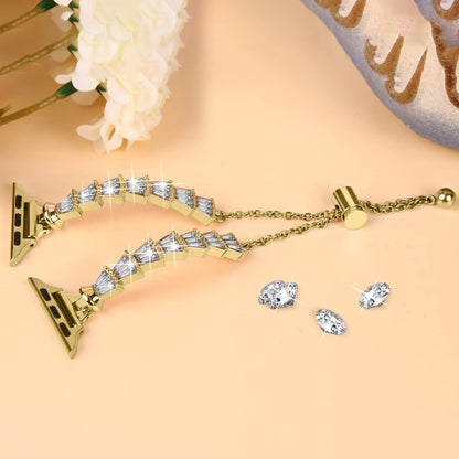 Full Diamond Crown Metal Watch Band For Apple Watch Series 8&7 41mm / SE 2&6&SE&5&4 40mm / 3&2&1 38mm(Gold) by bashfashion