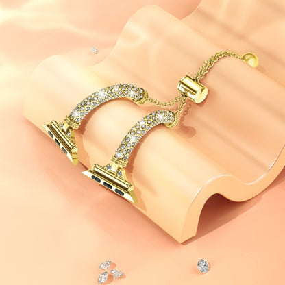 Full Diamond Metal Bracelet Watch Band For Apple Watch Series 8&7 41mm / SE 2&6&SE&5&4 40mm / 3&2&1 38mm(Gold) by bashfashion