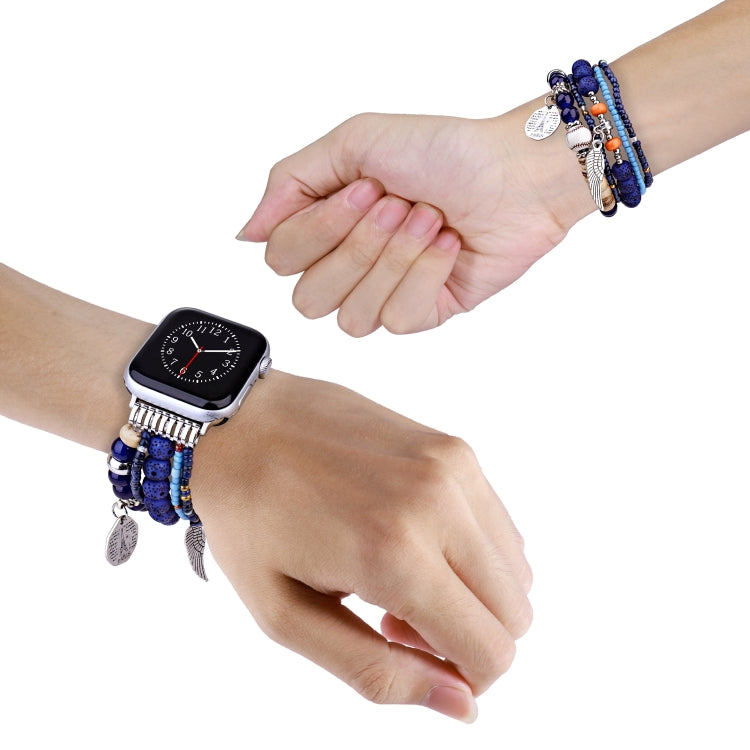 Beaded Posey Wings Bracelet Watch Band For Apple Watch Series 8&7 45mm / SE 2&6&SE&5&4 44mm / 3&2&1 42mm(Royal Blue) by bashfashion