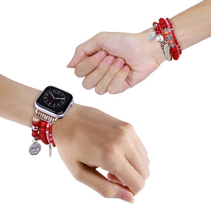 Beaded Posey Wings Bracelet Watch Band For Apple Watch Series 8&7 41mm / SE 2&6&SE&5&4 40mm / 3&2&1 38mm(Red) by bashfashion