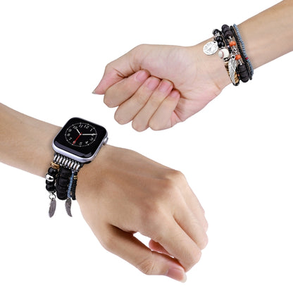 Beaded Posey Wings Bracelet Watch Band For Apple Watch Series 8&7 41mm / SE 2&6&SE&5&4 40mm / 3&2&1 38mm(Black) by bashfashion