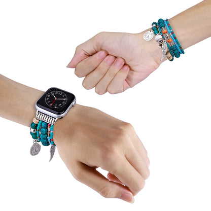 Beaded Posey Wings Bracelet Watch Band For Apple Watch Series 8&7 41mm / SE 2&6&SE&5&4 40mm / 3&2&1 38mm(Lake Blue) by bashfashion
