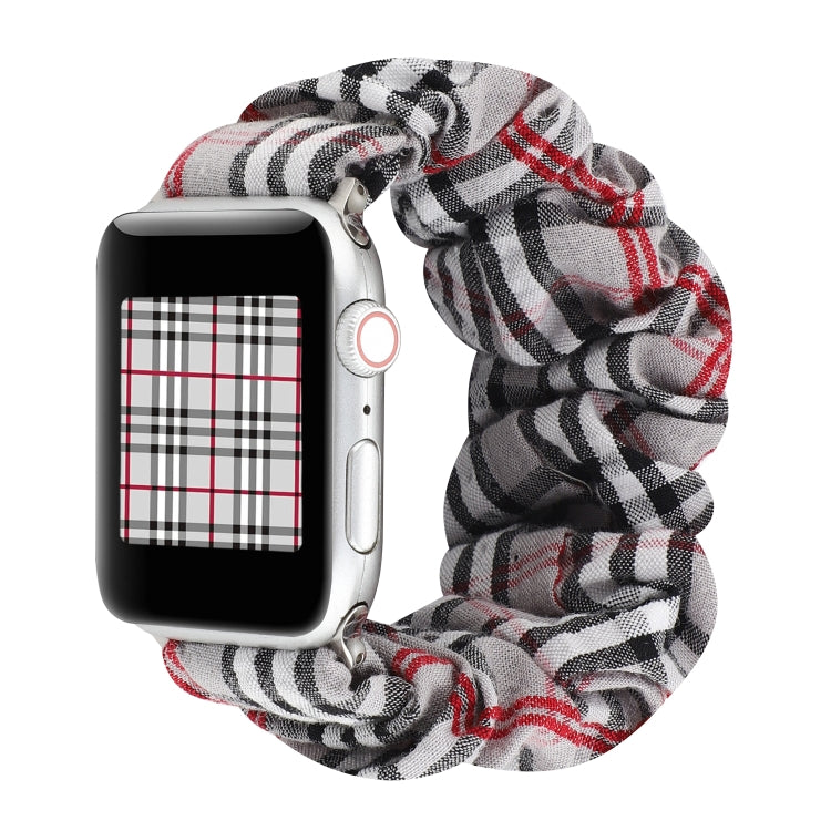 For Apple Watch Series 9&8&7 41mm / SE 3&SE 2&6&SE&5&4 40mm / 3&2&1 38mm Cloth + Stainless Steel Hair Ring Watch Band(Gray Grid) by bashfashion