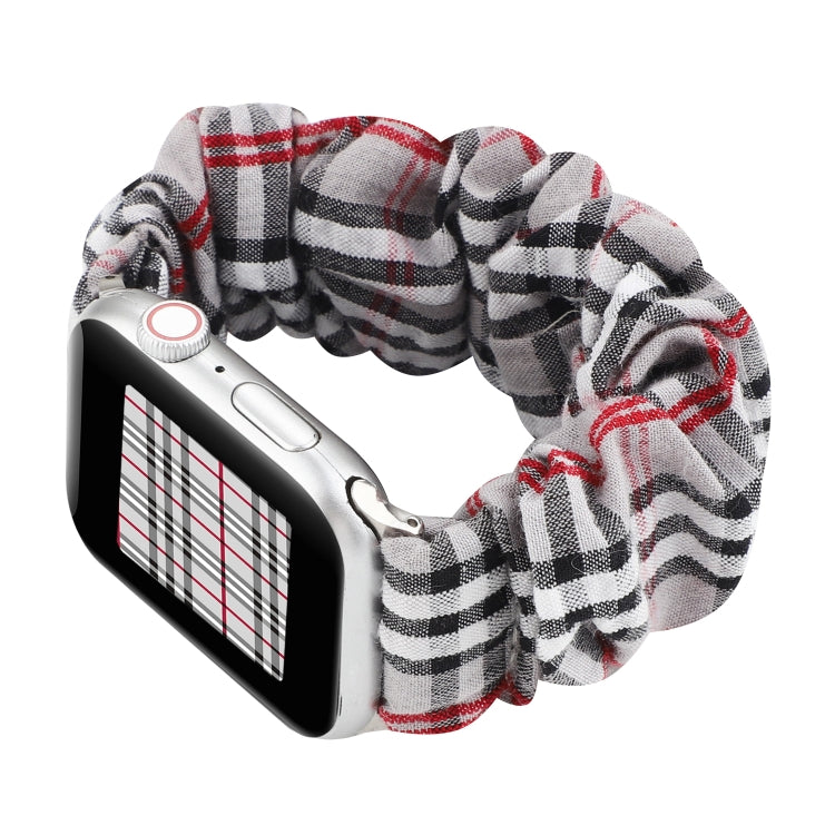 For Apple Watch Series 9&8&7 41mm / SE 3&SE 2&6&SE&5&4 40mm / 3&2&1 38mm Cloth + Stainless Steel Hair Ring Watch Band(Gray Grid) by bashfashion