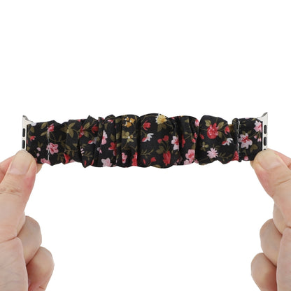 For Apple Watch Ultra 49mm&Watch Ultra 2 49mm / Series 9&8&7 45mm / SE 3&SE 2&6&SE&5&4 44mm / 3&2&1 42mm Cloth + Stainless Steel Hair Ring Watch Band(Small Floral) by bashfashion