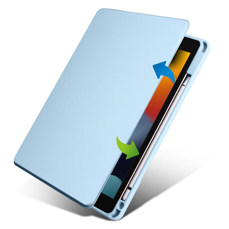 For iPad 10.2 2022 / 2021 / 2020 / 2019 Acrylic 360 Degree Rotation Holder Tablet Leather Case(Ice Blue) by bashfashion