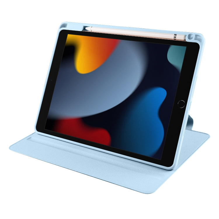 For iPad 10.2 2022 / 2021 / 2020 / 2019 Acrylic 360 Degree Rotation Holder Tablet Leather Case(Ice Blue) by bashfashion