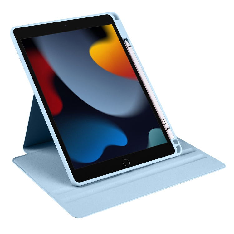 For iPad 10.2 2022 / 2021 / 2020 / 2019 Acrylic 360 Degree Rotation Holder Tablet Leather Case(Ice Blue) by bashfashion