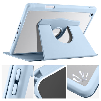 For iPad 10.2 2022 / 2021 / 2020 / 2019 Acrylic 360 Degree Rotation Holder Tablet Leather Case(Ice Blue) by bashfashion