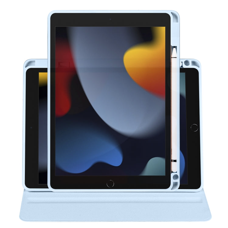 For iPad 10.2 2022 / 2021 / 2020 / 2019 Acrylic 360 Degree Rotation Holder Tablet Leather Case(Ice Blue) by bashfashion