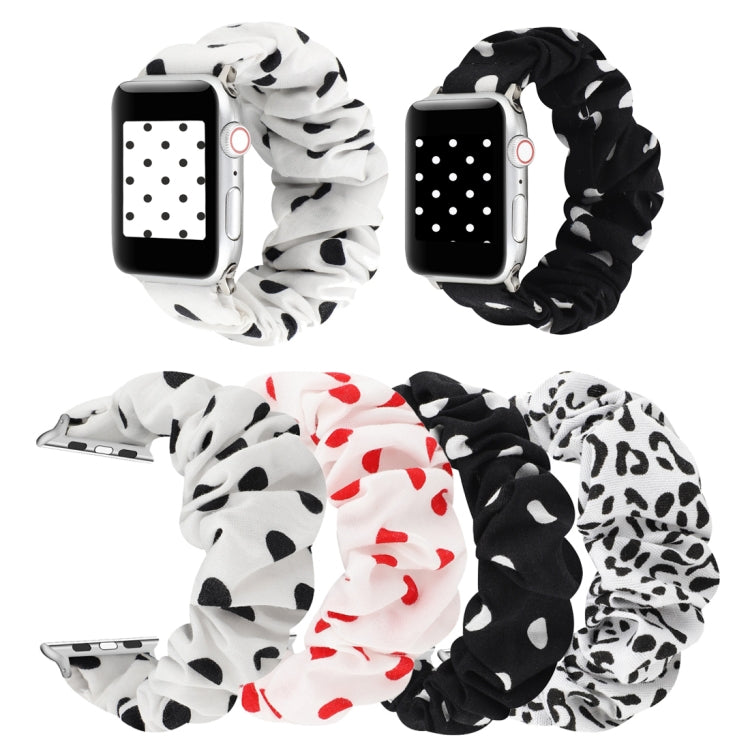 For Apple Watch Series 7 45mm / 6 & SE & 5 & 4 44mm / 3 & 2 & 1 42mm Cloth + Stainless Steel Hair Ring Watch Band(White Spot) by bashfashion