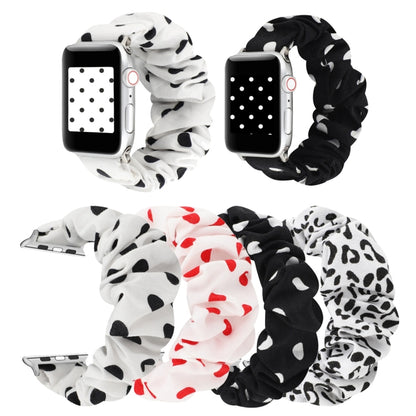 For Apple Watch Series 7 45mm / 6 & SE & 5 & 4 44mm / 3 & 2 & 1 42mm Cloth + Stainless Steel Hair Ring Watch Band(White Spot) by bashfashion