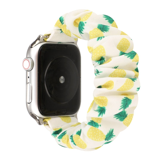 For Apple Watch Series 7 41mm / 6 & SE & 5 & 4 40mm / 3 & 2 & 1 38mm Cloth + Stainless Steel Hair Ring Watch Band(Pineapple) by bashfashion