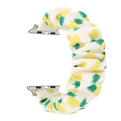For Apple Watch Series 7 45mm / 6 & SE & 5 & 4 44mm / 3 & 2 & 1 42mm Cloth + Stainless Steel Hair Ring Watch Band(Pineapple) by bashfashion