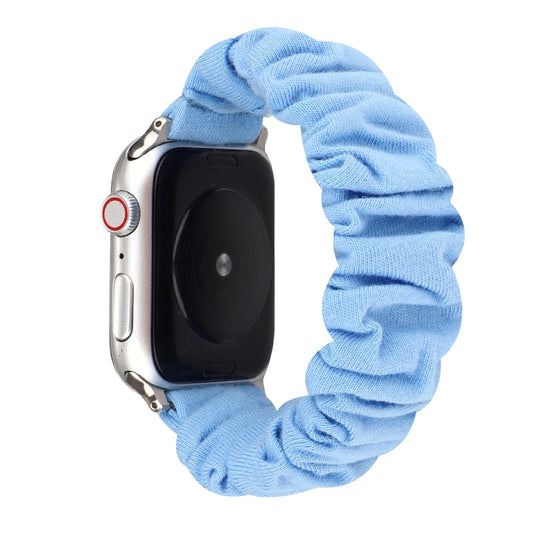For Apple Watch Series 9&8&7 41mm / SE 3&SE 2&6&SE&5&4 40mm / 3&2&1 38mm Cloth + Stainless Steel Hair Ring Watch Band(Blue) by bashfashion
