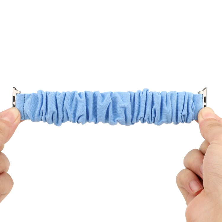 For Apple Watch Series 9&8&7 41mm / SE 3&SE 2&6&SE&5&4 40mm / 3&2&1 38mm Cloth + Stainless Steel Hair Ring Watch Band(Blue) by bashfashion