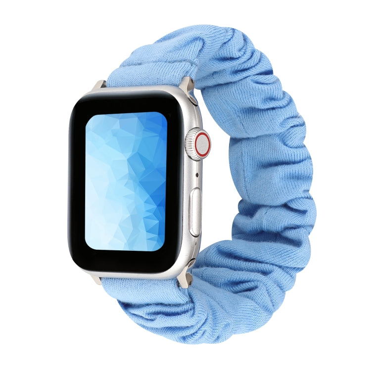 For Apple Watch Series 9&8&7 41mm / SE 3&SE 2&6&SE&5&4 40mm / 3&2&1 38mm Cloth + Stainless Steel Hair Ring Watch Band(Blue) by bashfashion