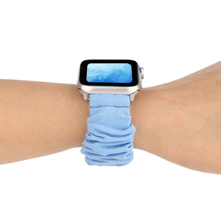For Apple Watch Series 9&8&7 41mm / SE 3&SE 2&6&SE&5&4 40mm / 3&2&1 38mm Cloth + Stainless Steel Hair Ring Watch Band(Blue) by bashfashion
