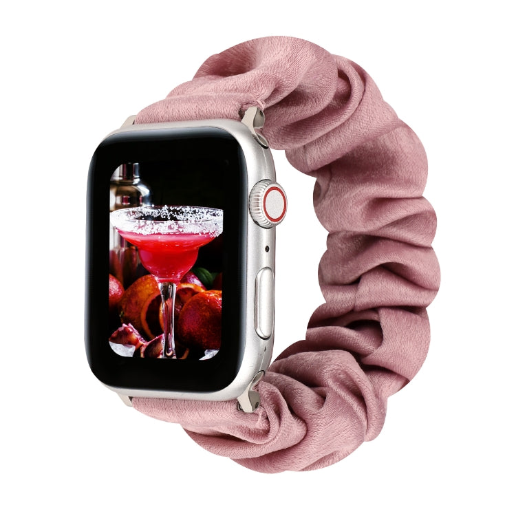For Apple Watch Series 7 41mm / 6 & SE & 5 & 4 40mm / 3 & 2 & 1 38mm Cloth + Stainless Steel Hair Ring Watch Band(Light Red) by bashfashion