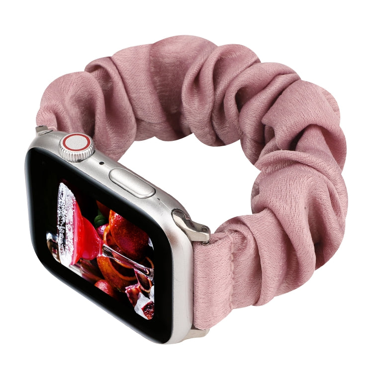 For Apple Watch Series 7 41mm / 6 & SE & 5 & 4 40mm / 3 & 2 & 1 38mm Cloth + Stainless Steel Hair Ring Watch Band(Light Red) by bashfashion