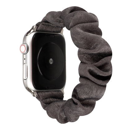 For Apple Watch Series 7 45mm / 6 & SE & 5 & 4 44mm / 3 & 2 & 1 42mm Cloth + Stainless Steel Hair Ring Watch Band(Grey) by bashfashion