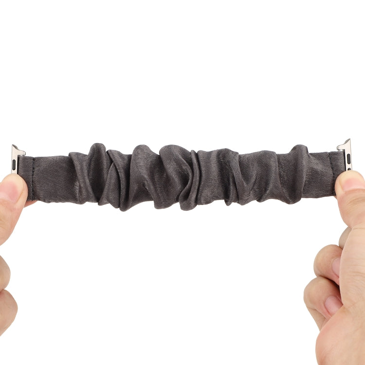 For Apple Watch Series 7 45mm / 6 & SE & 5 & 4 44mm / 3 & 2 & 1 42mm Cloth + Stainless Steel Hair Ring Watch Band(Grey) by bashfashion