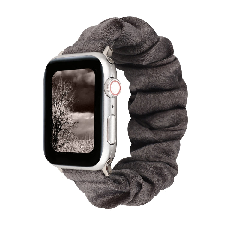 For Apple Watch Series 7 45mm / 6 & SE & 5 & 4 44mm / 3 & 2 & 1 42mm Cloth + Stainless Steel Hair Ring Watch Band(Grey) by bashfashion