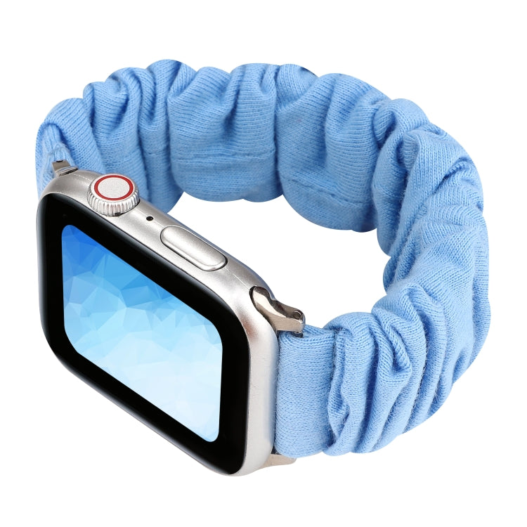 For Apple Watch Ultra 49mm&Watch Ultra 2 49mm / Series 9&8&7 45mm / SE 3&SE 2&6&SE&5&4 44mm / 3&2&1 42mm Cloth + Stainless Steel Hair Ring Watch Band(Blue) by bashfashion