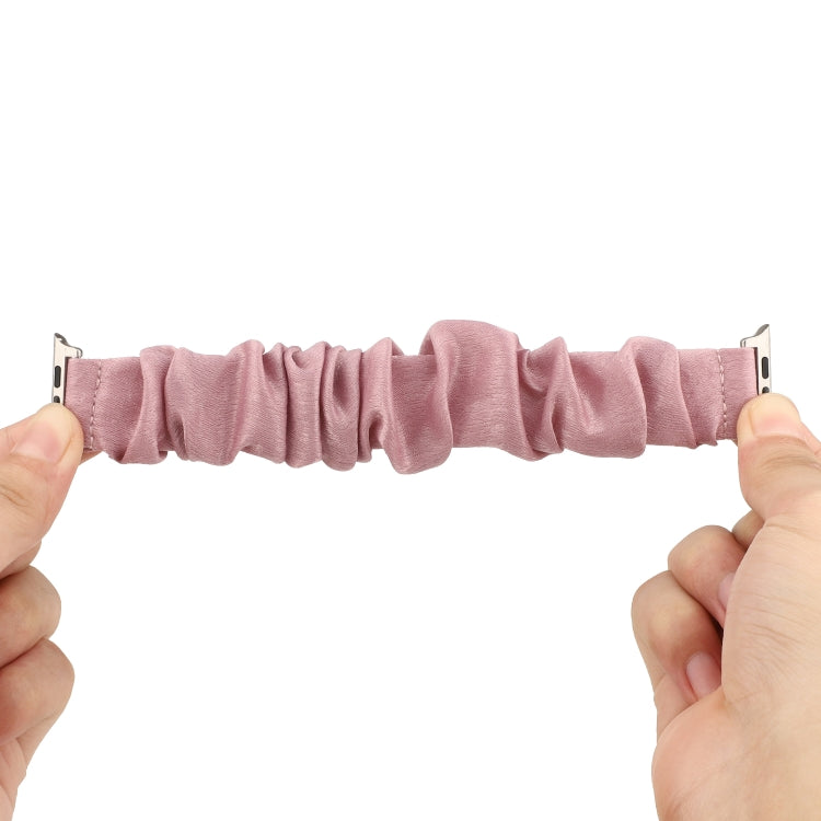 For Apple Watch Series 7 45mm / 6 & SE & 5 & 4 44mm / 3 & 2 & 1 42mm Cloth + Stainless Steel Hair Ring Watch Band(Light Red) by bashfashion