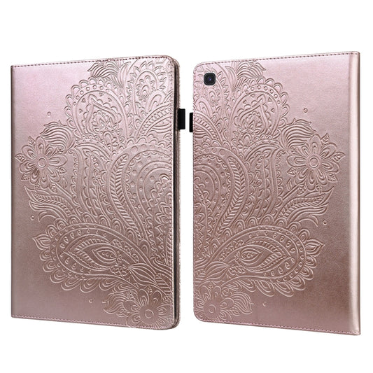 For Samsung Galaxy Tab S5e Peacock Embossed Pattern Leather Tablet Case(Rose Gold) by bashfashion