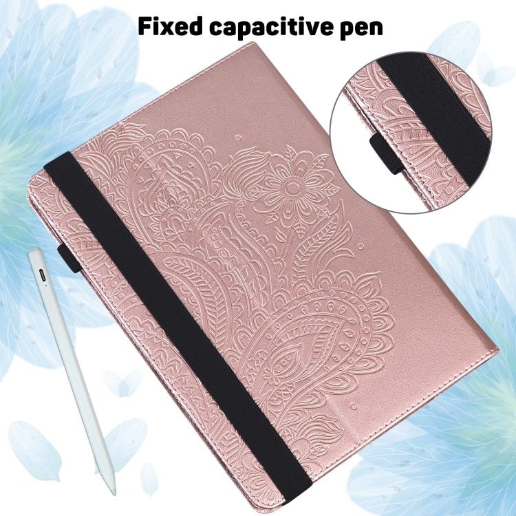 For Samsung Galaxy Tab S5e Peacock Embossed Pattern Leather Tablet Case(Rose Gold) by bashfashion