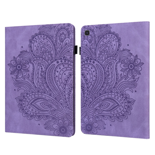 For Samsung Galaxy Tab S5e Peacock Embossed Pattern Leather Tablet Case(Purple) by bashfashion
