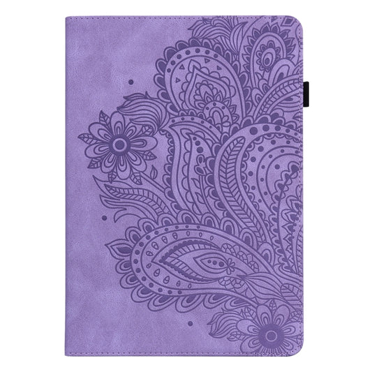For Samsung Galaxy Tab S5e Peacock Embossed Pattern Leather Tablet Case(Purple) by bashfashion
