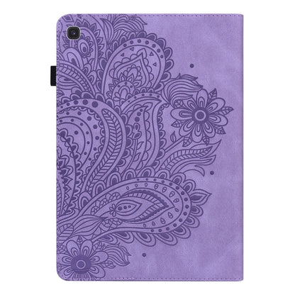 For Samsung Galaxy Tab S5e Peacock Embossed Pattern Leather Tablet Case(Purple) by bashfashion