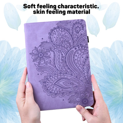For Samsung Galaxy Tab S5e Peacock Embossed Pattern Leather Tablet Case(Purple) by bashfashion