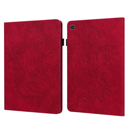 For Samsung Galaxy Tab S5e Peacock Embossed Pattern Leather Tablet Case(Red) by bashfashion