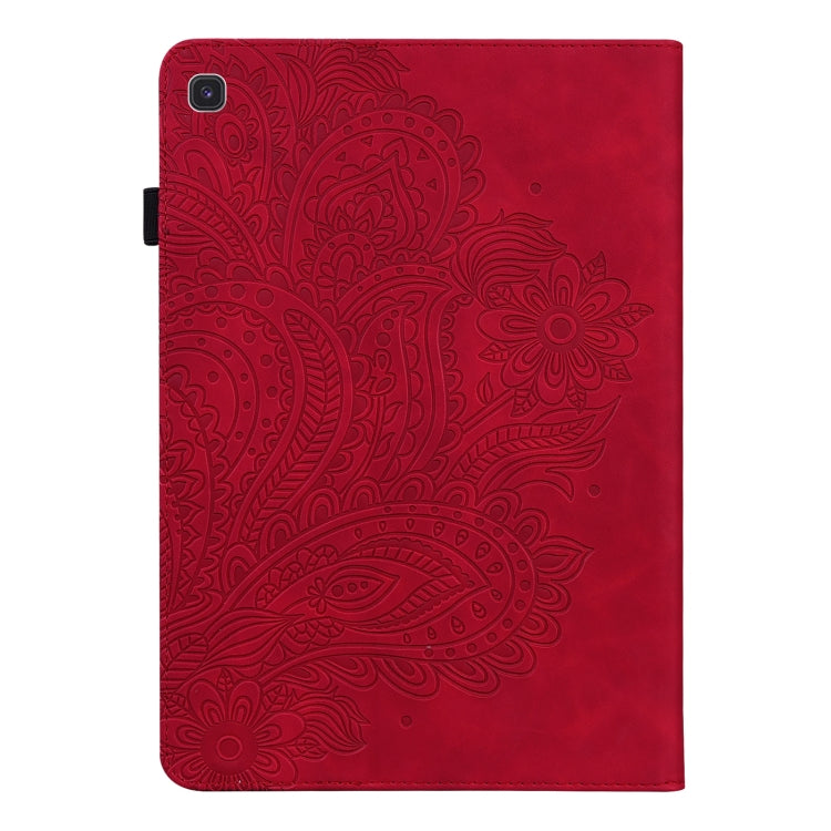 For Samsung Galaxy Tab S5e Peacock Embossed Pattern Leather Tablet Case(Red) by bashfashion