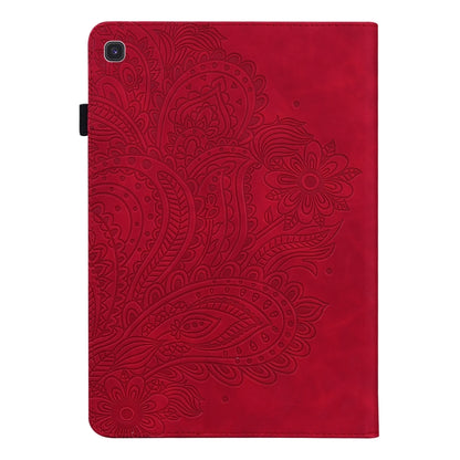 For Samsung Galaxy Tab S5e Peacock Embossed Pattern Leather Tablet Case(Red) by bashfashion