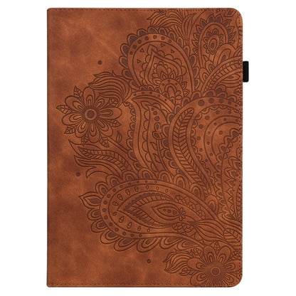 For Samsung Galaxy Tab S5e Peacock Embossed Pattern Leather Tablet Case(Brown) by bashfashion