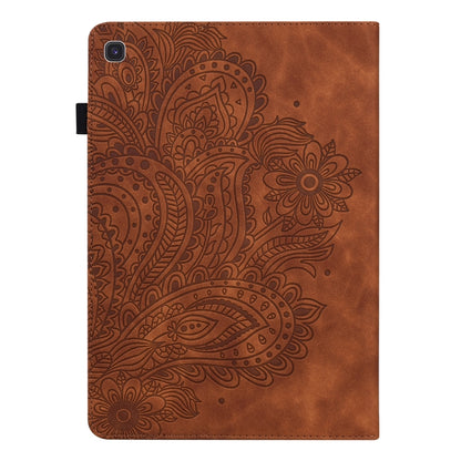 For Samsung Galaxy Tab S5e Peacock Embossed Pattern Leather Tablet Case(Brown) by bashfashion