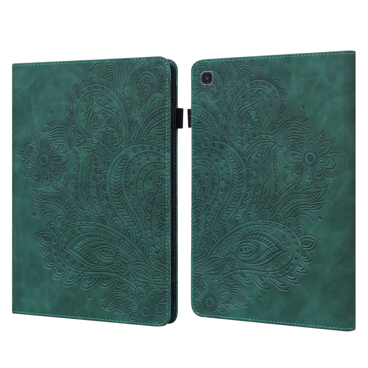 For Samsung Galaxy Tab S5e Peacock Embossed Pattern Leather Tablet Case(Green) by bashfashion