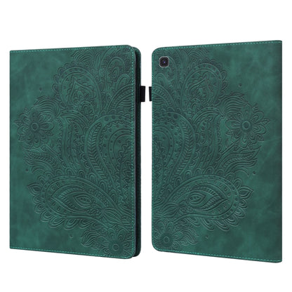 For Samsung Galaxy Tab S5e Peacock Embossed Pattern Leather Tablet Case(Green) by bashfashion