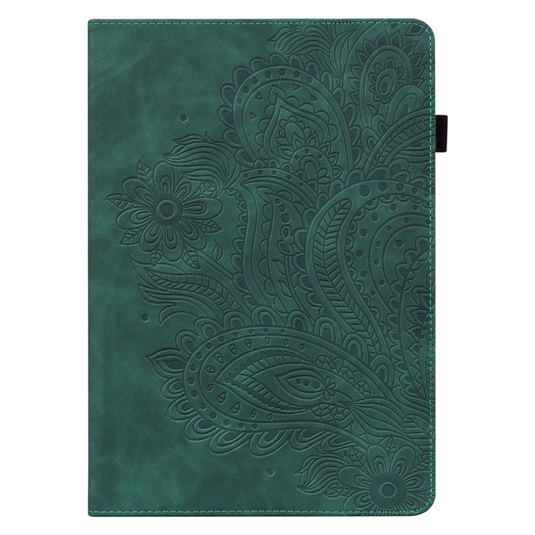 For Samsung Galaxy Tab S5e Peacock Embossed Pattern Leather Tablet Case(Green) by bashfashion