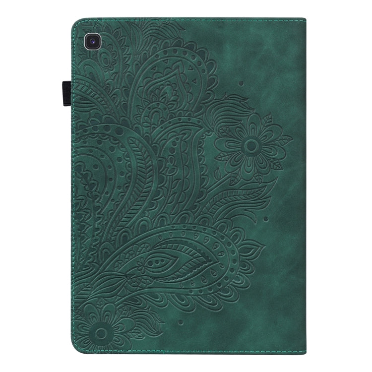 For Samsung Galaxy Tab S5e Peacock Embossed Pattern Leather Tablet Case(Green) by bashfashion