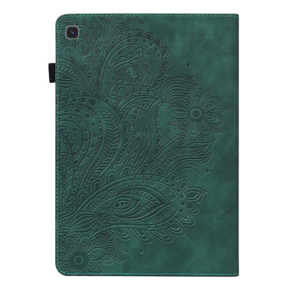 For Samsung Galaxy Tab S5e Peacock Embossed Pattern Leather Tablet Case(Green) by bashfashion