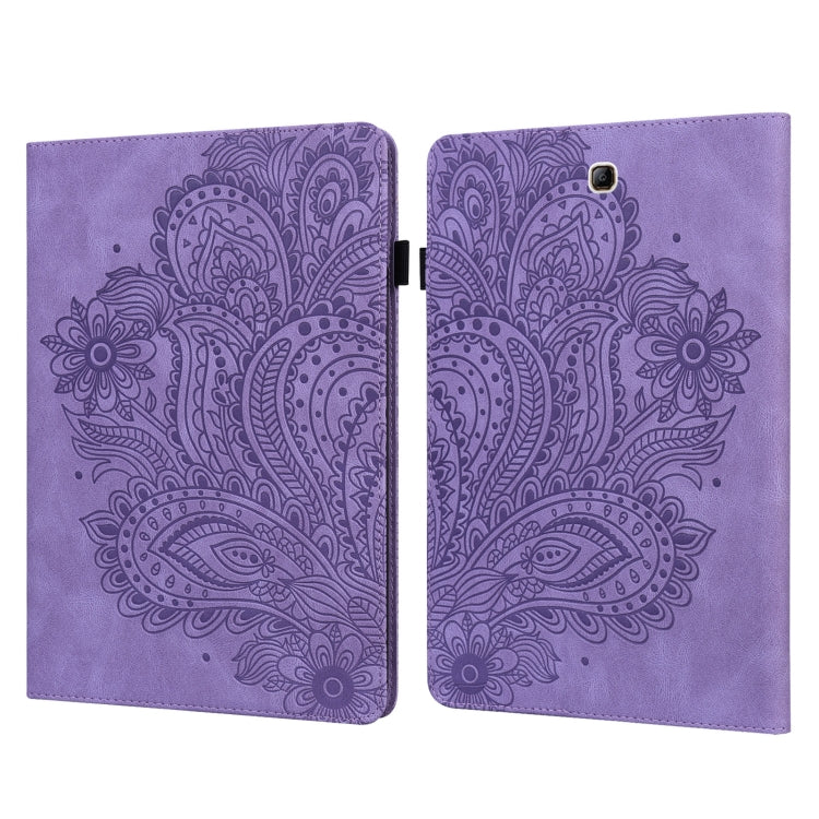 For Samsung Galaxy Tab A 9.7 T550 / T555 Peacock Embossed Pattern Leather Tablet Case(Purple) by bashfashion