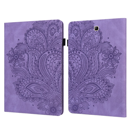 For Samsung Galaxy Tab A 9.7 T550 / T555 Peacock Embossed Pattern Leather Tablet Case(Purple) by bashfashion