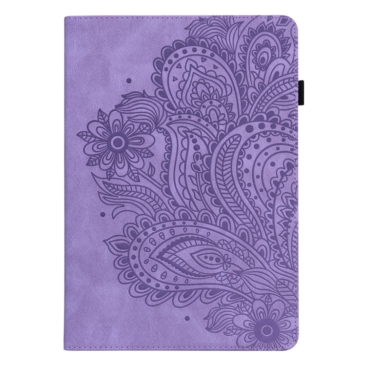 For Samsung Galaxy Tab A 9.7 T550 / T555 Peacock Embossed Pattern Leather Tablet Case(Purple) by bashfashion