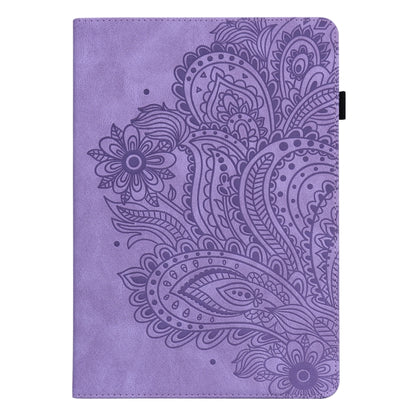 For Samsung Galaxy Tab A 9.7 T550 / T555 Peacock Embossed Pattern Leather Tablet Case(Purple) by bashfashion